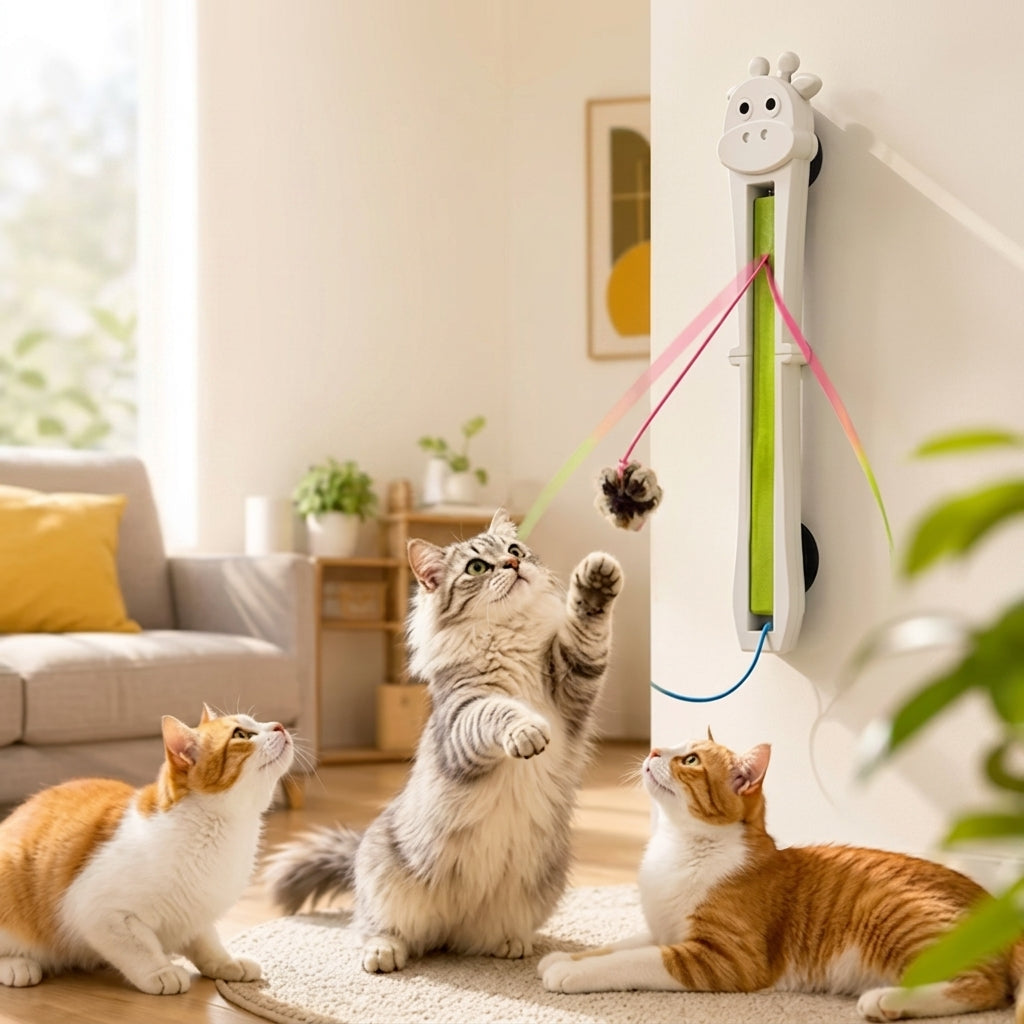 MirthPaw Interactive Door-Mounted Automatic Cat Toy – Hands-Free Moving String Exercise Toy for Bored Indoor Cats