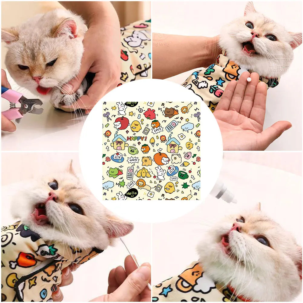 MirthPaw™ Anti-Scratch Pet Swaddle Wrap – Cozy Calming Burrito Sling for Cat Grooming & Medicine