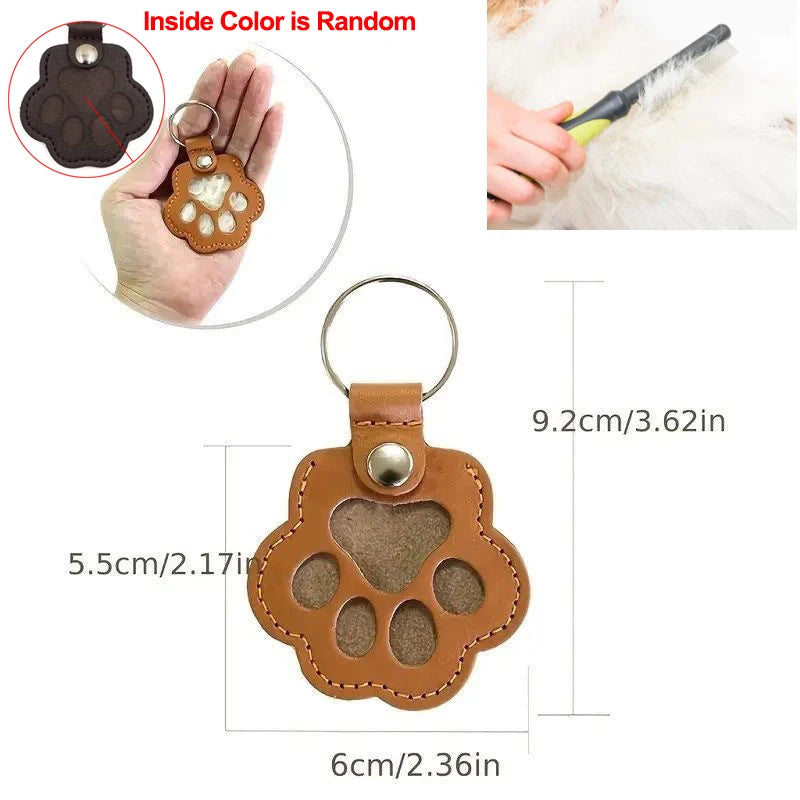 Pet Hair Memorial Keychain PU Leather Keepsake Locket for Cat Dog Fur Pet Hair Storage Pendant Handbag Hanging Accessories