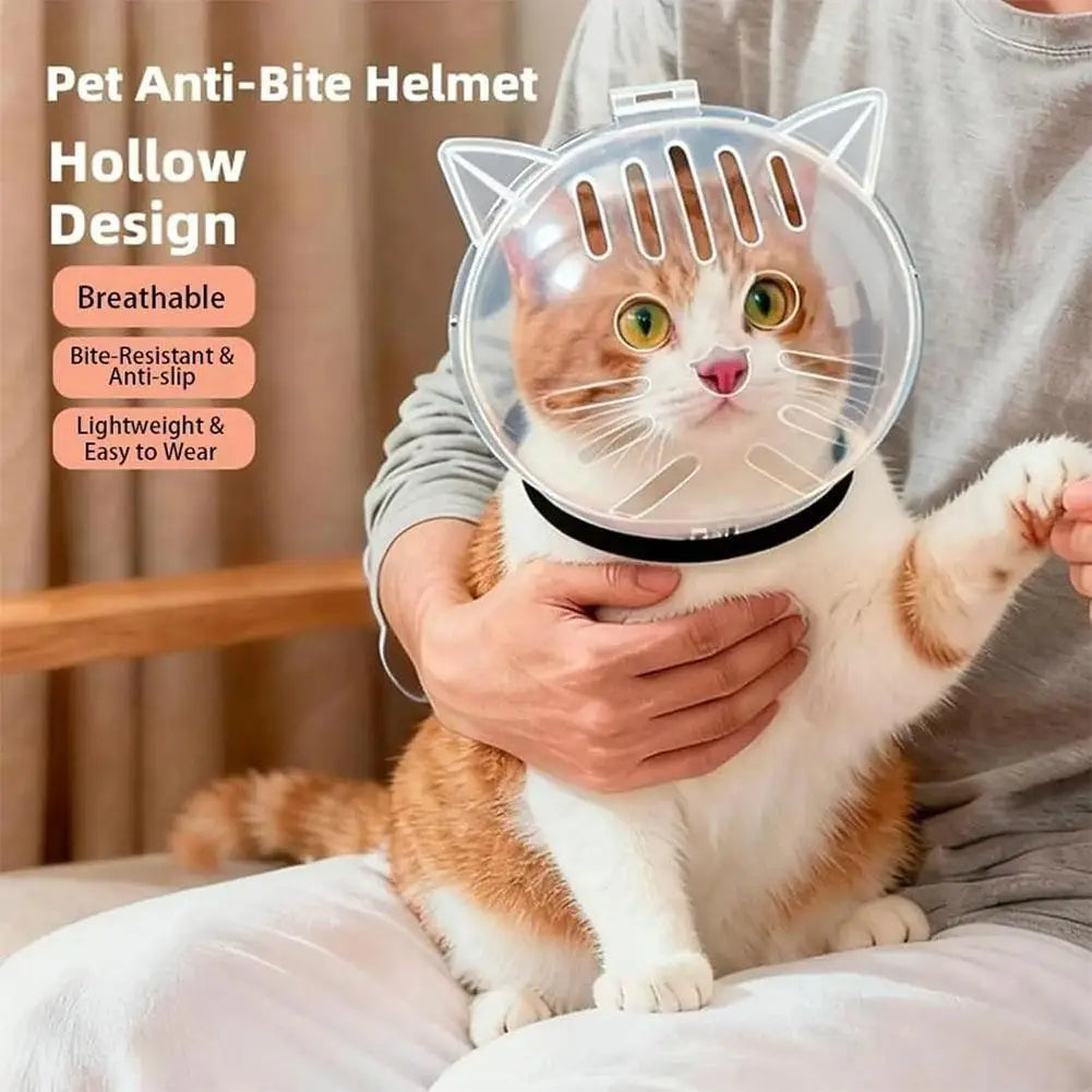MirthPaw™ Breathable Cat Bubble Muzzle – Transparent Anti-Bite Grooming Helmet for Bathing & Nail Trimming