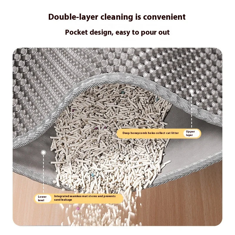MirthPaw™ Double-Layer Litter Trapping Mat-Honeycomb Design, Waterproof & Slip-Resistant Protection for Clean Floors.