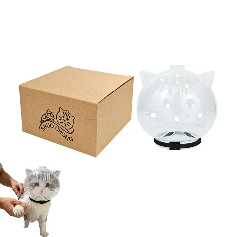 MirthPaw™ Breathable Cat Bubble Muzzle – Transparent Anti-Bite Grooming Helmet for Bathing & Nail Trimming