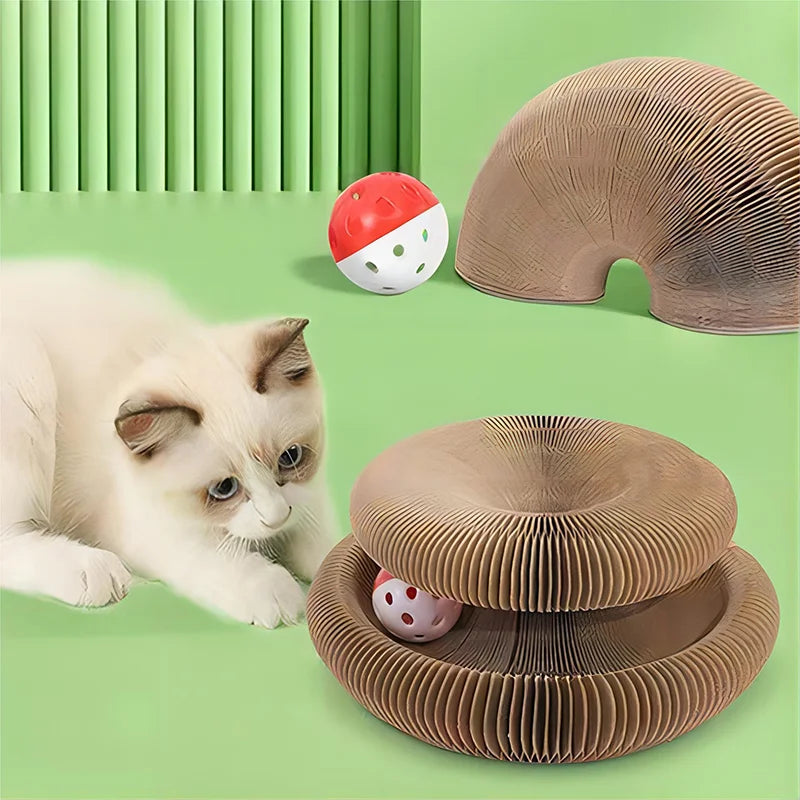 MirthPaw Magic Organ Cat Scratching Board – Foldable Interactive Scratcher Toy & Lounge Bed with Bell Ball