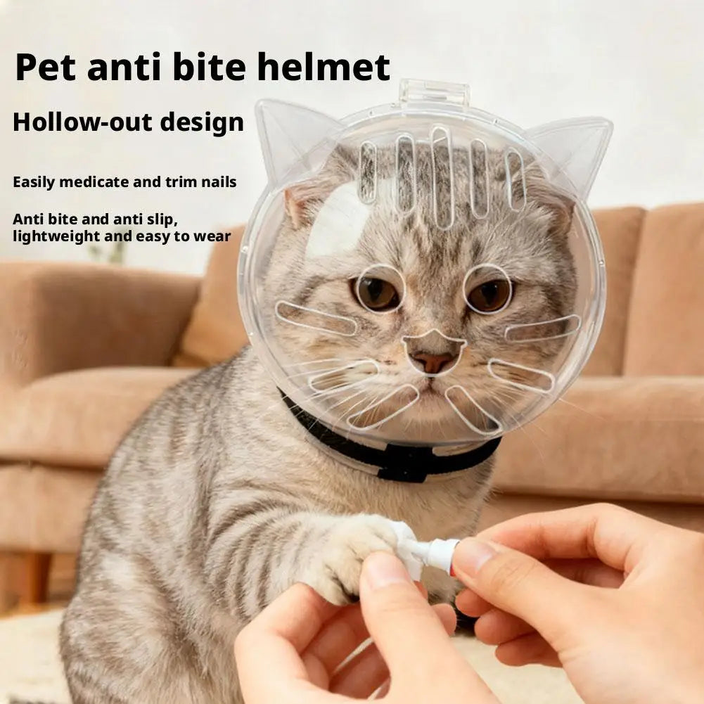 MirthPaw™ Breathable Cat Bubble Muzzle – Transparent Anti-Bite Grooming Helmet for Bathing & Nail Trimming