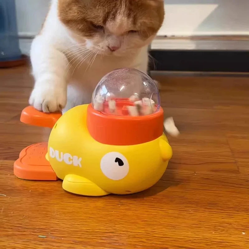 MirthPaw Interactive Duck Cat IQ Puzzle Toy – Automatic Treat Launcher & Puzzle Feeder