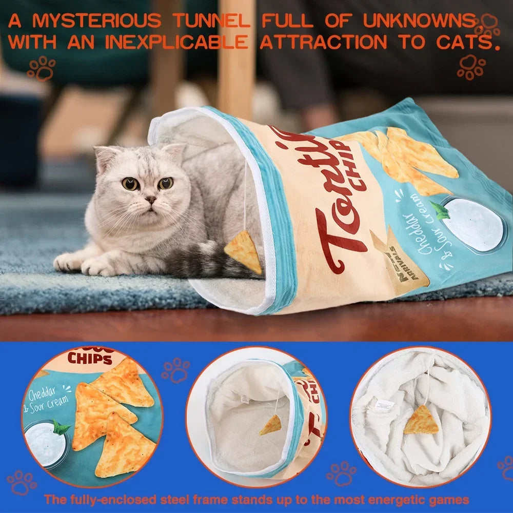 MirthPaw™ Interactive Crinkle Cat Tunnel – Fun Food Series