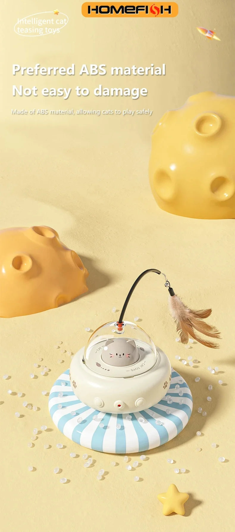 Smart Electric UFO Cat Toy – Automatic Feather Teaser with Bell