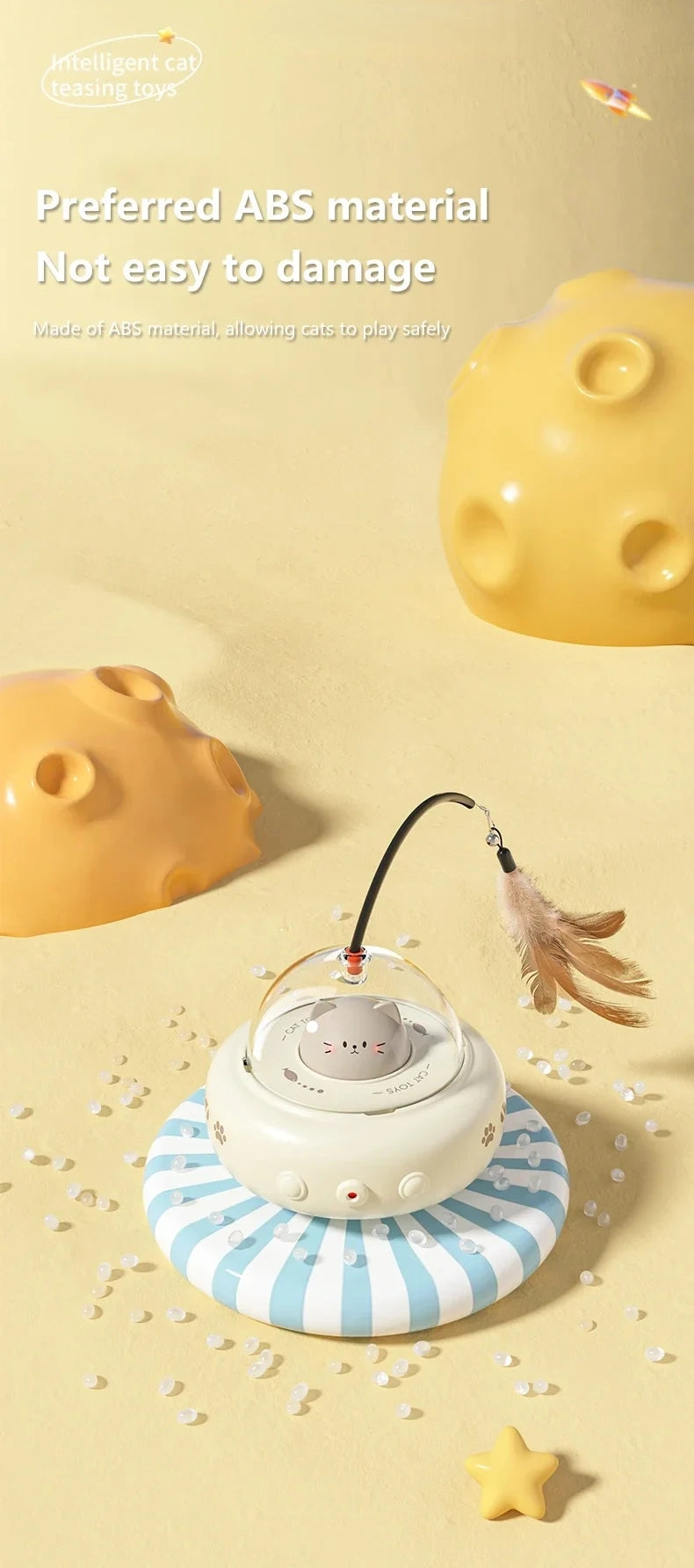 Smart Electric UFO Cat Toy – Automatic Feather Teaser with Bell