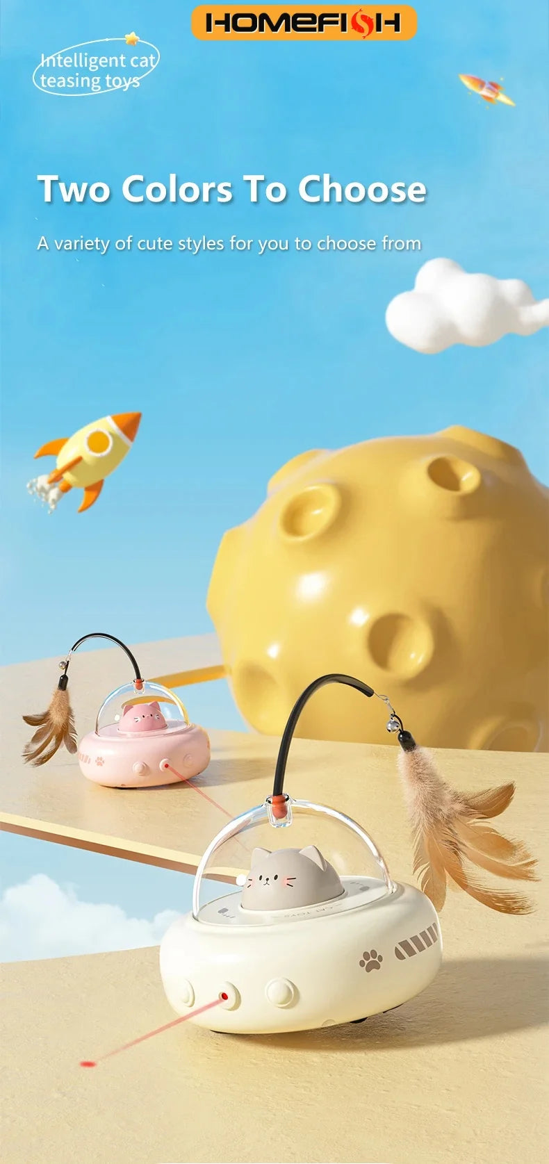 Smart Electric UFO Cat Toy – Automatic Feather Teaser with Bell