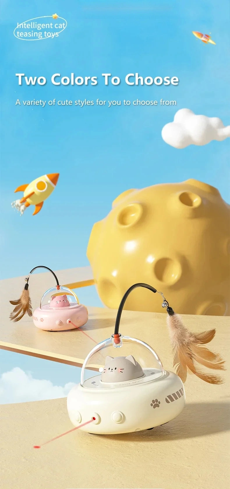 Smart Electric UFO Cat Toy – Automatic Feather Teaser with Bell
