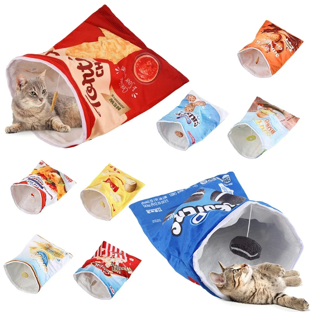 MirthPaw™ Interactive Crinkle Cat Tunnel – Fun Food Series