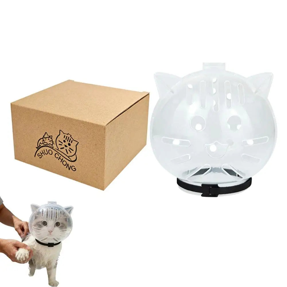 MirthPaw™ Breathable Cat Bubble Muzzle – Transparent Anti-Bite Grooming Helmet for Bathing & Nail Trimming