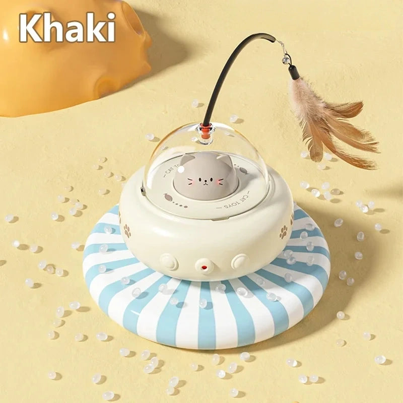 Smart Electric UFO Cat Toy – Automatic Feather Teaser with Bell