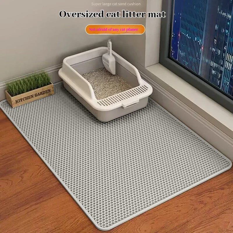 MirthPaw™ Double-Layer Litter Trapping Mat-Honeycomb Design, Waterproof & Slip-Resistant Protection for Clean Floors.