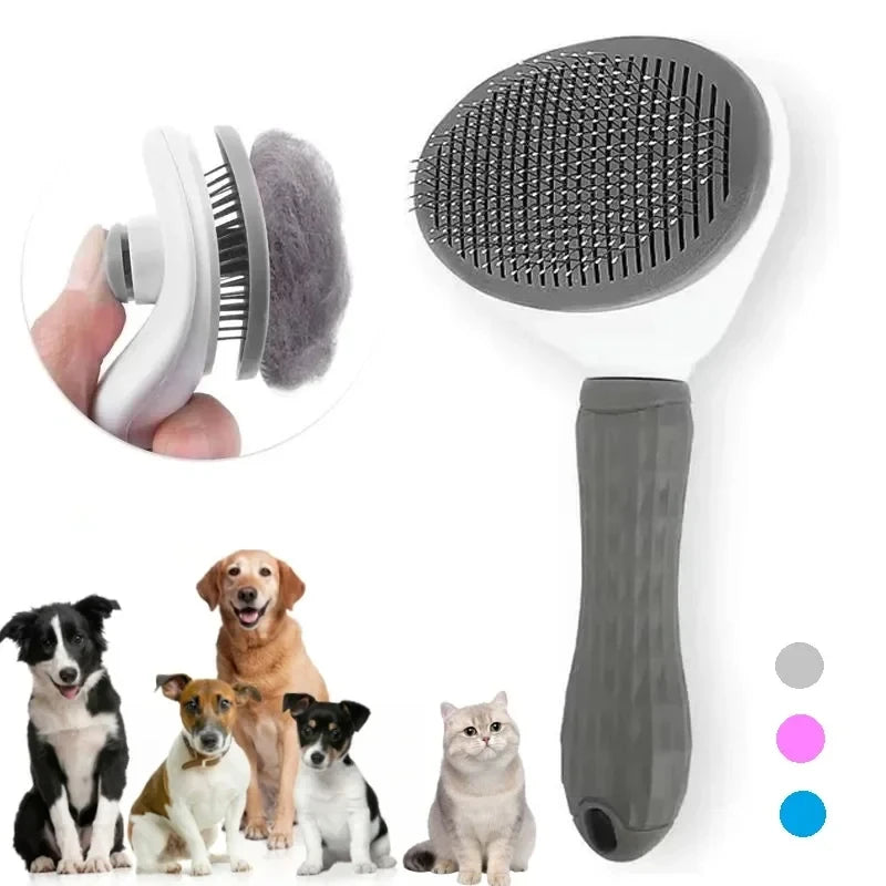 One-Click Self-Cleaning Pet Brush for Dogs & Cats