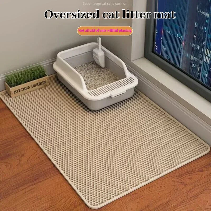 MirthPaw™ Double-Layer Litter Trapping Mat-Honeycomb Design, Waterproof & Slip-Resistant Protection for Clean Floors.