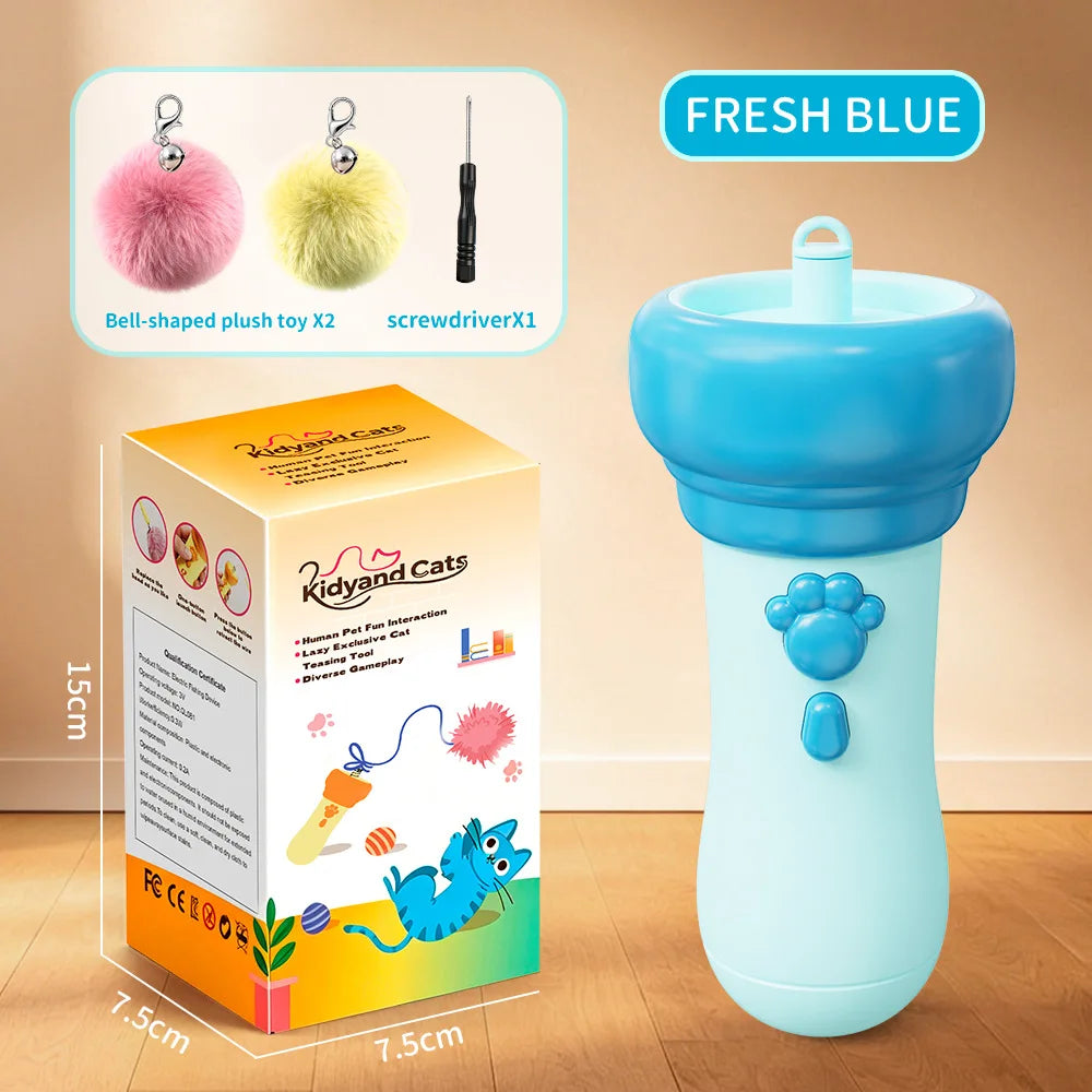 MirthPaw Interactive Cat Fishing Launch Toy – Manual Plush Ball Launcher Wand for Indoor Cats & Kittens