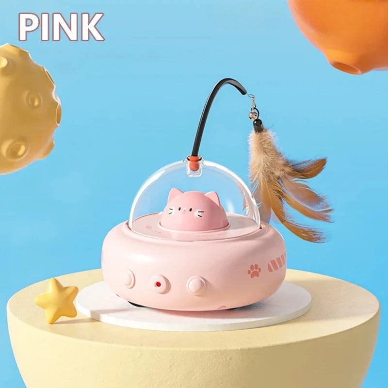 Smart Electric UFO Cat Toy – Automatic Feather Teaser with Bell