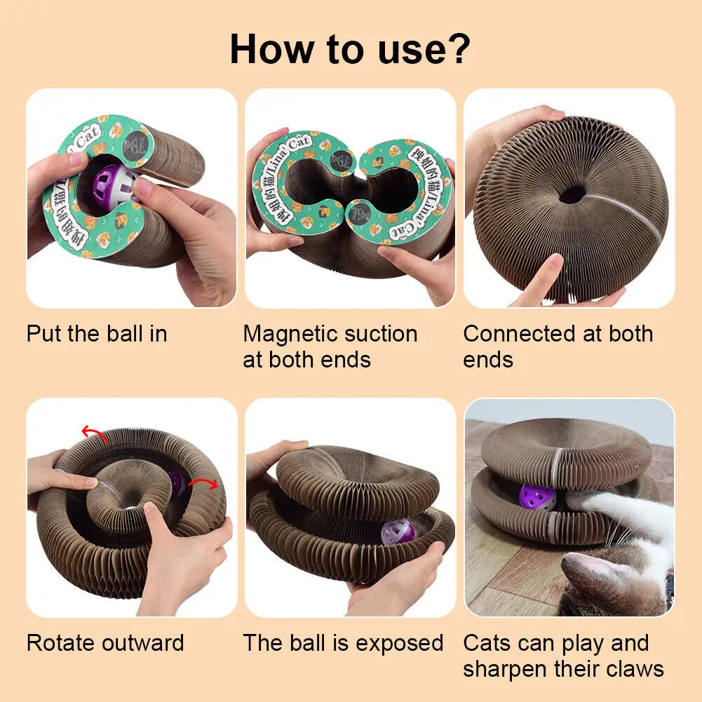 MirthPaw Magic Organ Cat Scratching Board – Foldable Interactive Scratcher Toy & Lounge Bed with Bell Ball