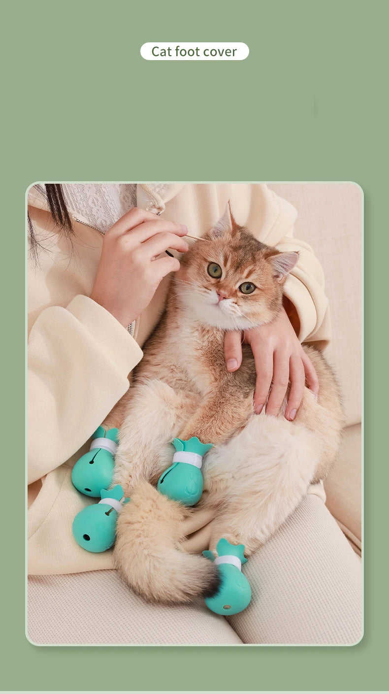 MirthPaw™ Anti-Scratch Silicone Paw Protectors-Soft, Adjustable Bathing & Grooming Boots for Stress-Free Care.