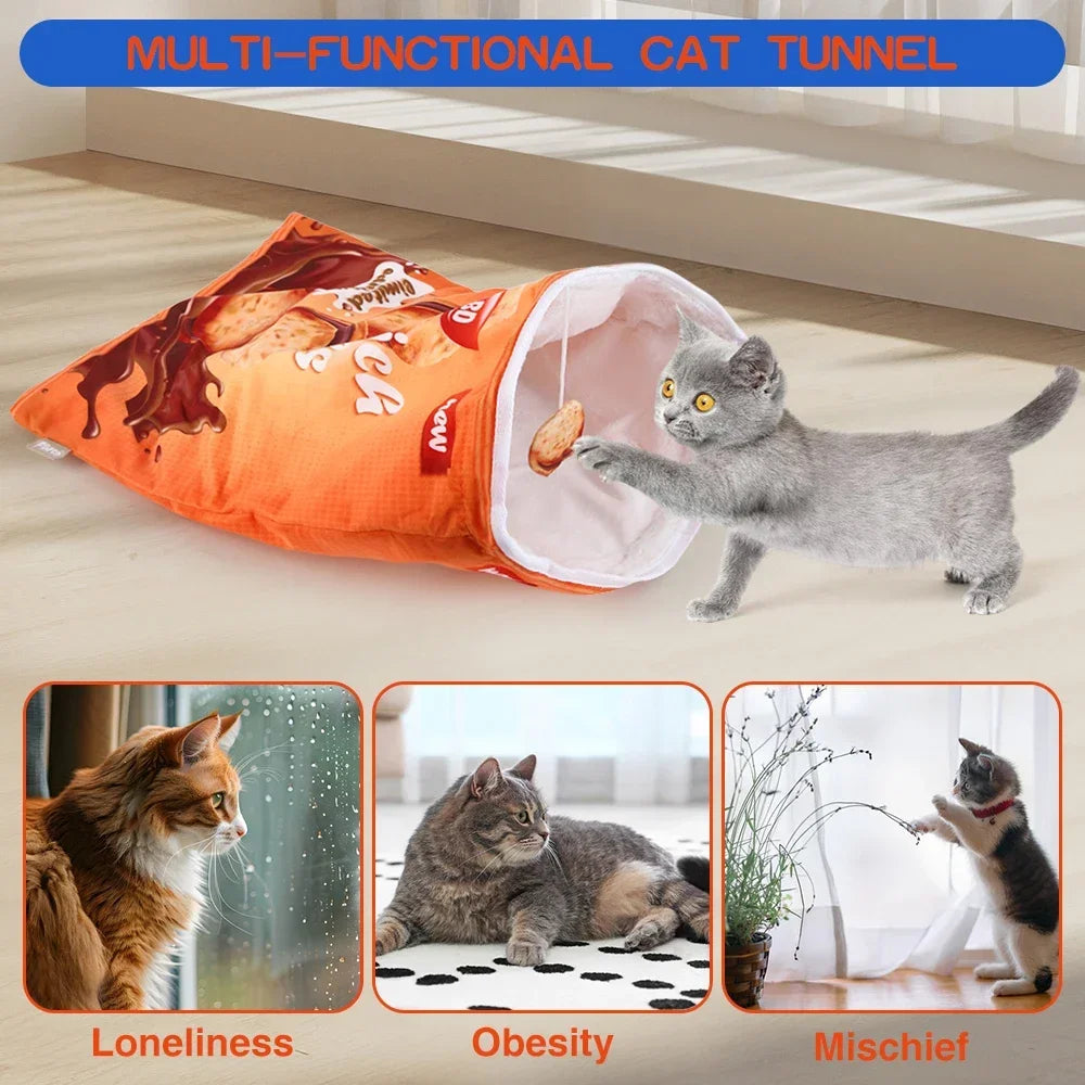 MirthPaw™ Interactive Crinkle Cat Tunnel – Fun Food Series