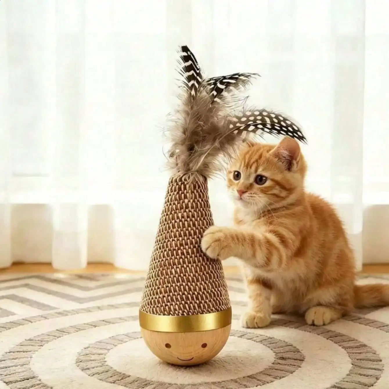 MirthPaw™ Interactive Tumbler Cat Teaser Toy with Feather