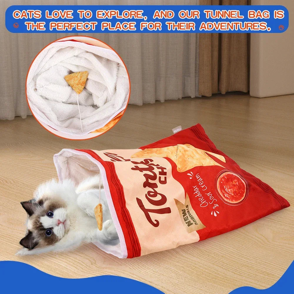 MirthPaw™ Interactive Crinkle Cat Tunnel – Fun Food Series