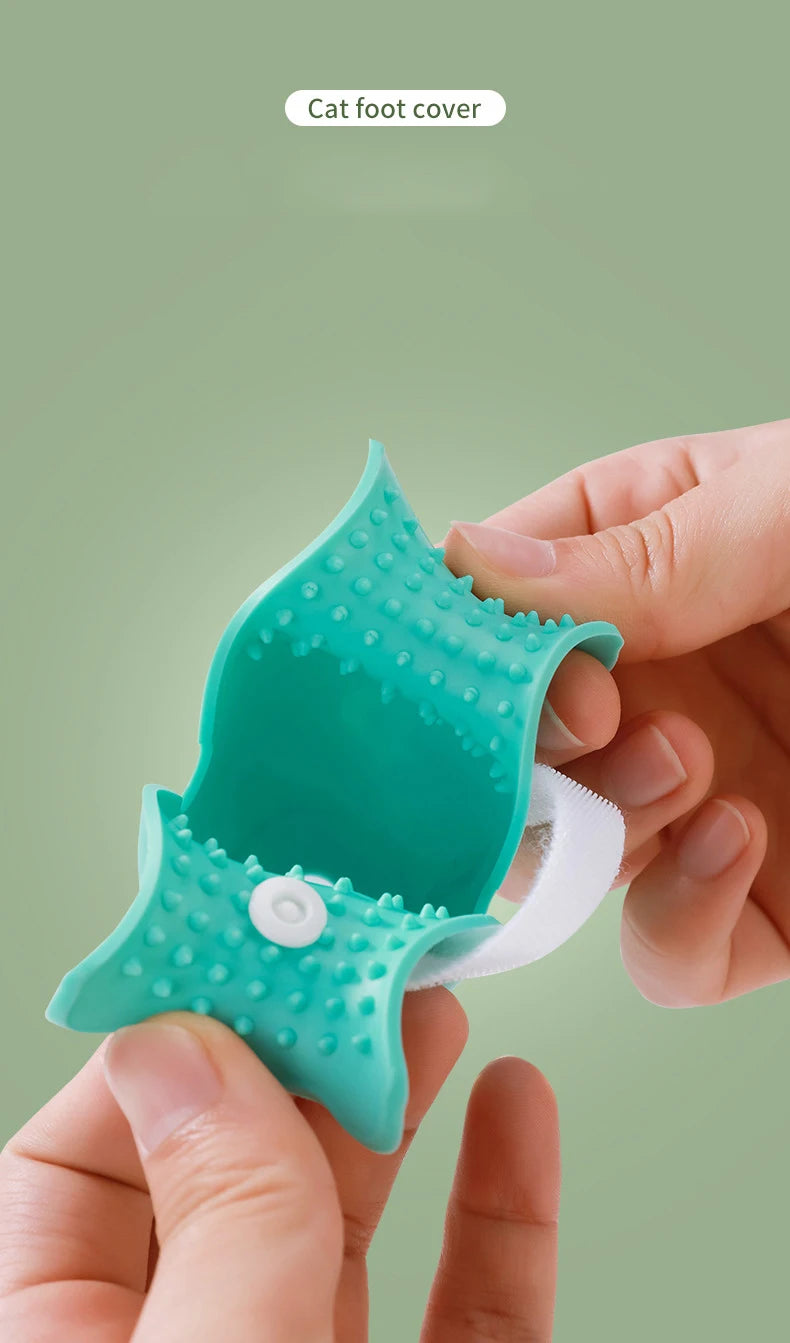 MirthPaw™ Anti-Scratch Silicone Paw Protectors-Soft, Adjustable Bathing & Grooming Boots for Stress-Free Care.