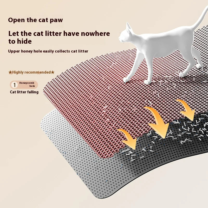 MirthPaw™ Double-Layer Litter Trapping Mat-Honeycomb Design, Waterproof & Slip-Resistant Protection for Clean Floors.