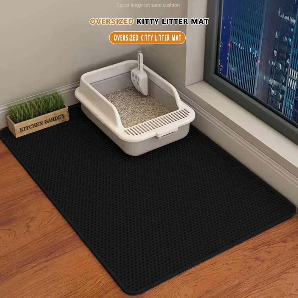 MirthPaw™ Double-Layer Litter Trapping Mat-Honeycomb Design, Waterproof & Slip-Resistant Protection for Clean Floors.