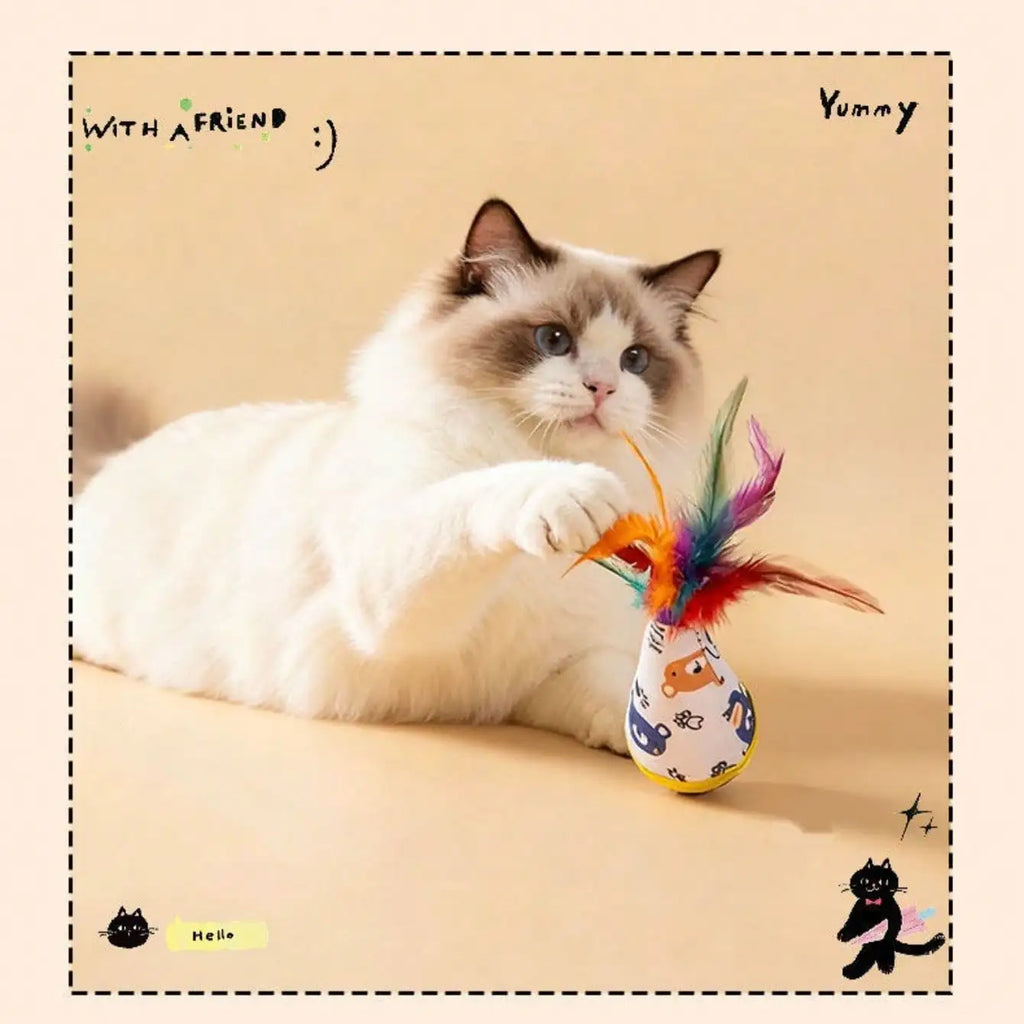 MirthPaw™ Interactive Tumbler Cat Teaser Toy with Feather