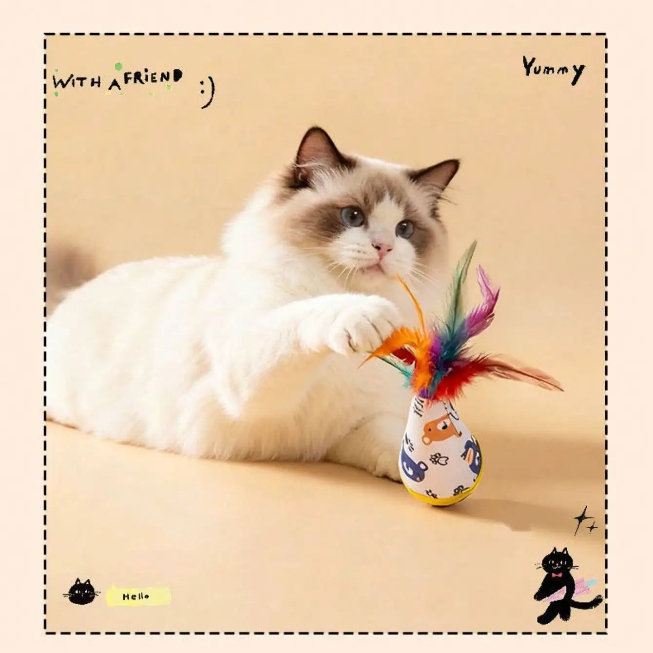 MirthPaw™ Interactive Tumbler Cat Teaser Toy with Feather