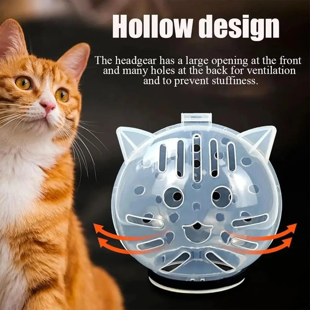 MirthPaw™ Breathable Cat Bubble Muzzle – Transparent Anti-Bite Grooming Helmet for Bathing & Nail Trimming